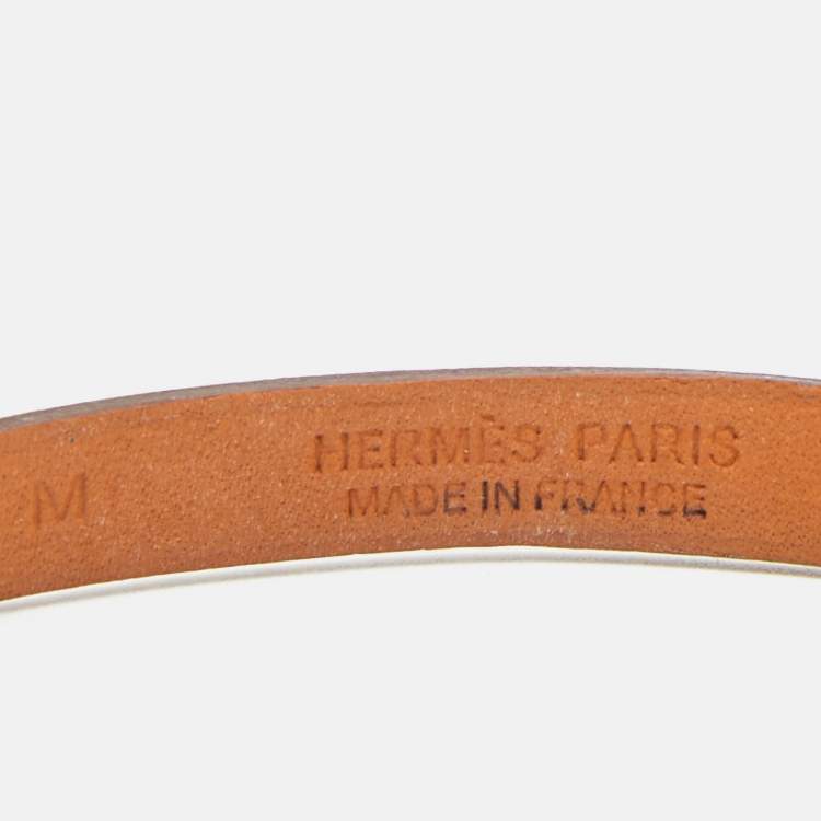 Pre Owned Hermes Micro Rivale Grey Leather Bracelet M