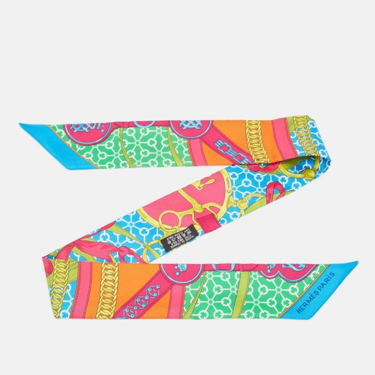 Pre Owned Hermès Multicolor Silk La Promenade du Matin Twilly Scarf