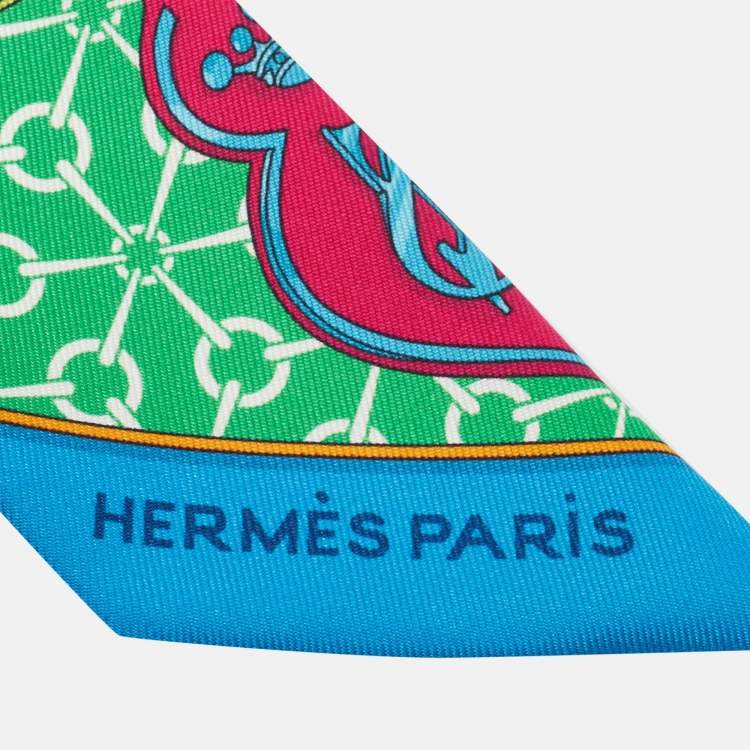 Pre Owned Hermès Multicolor Silk La Promenade du Matin Twilly Scarf