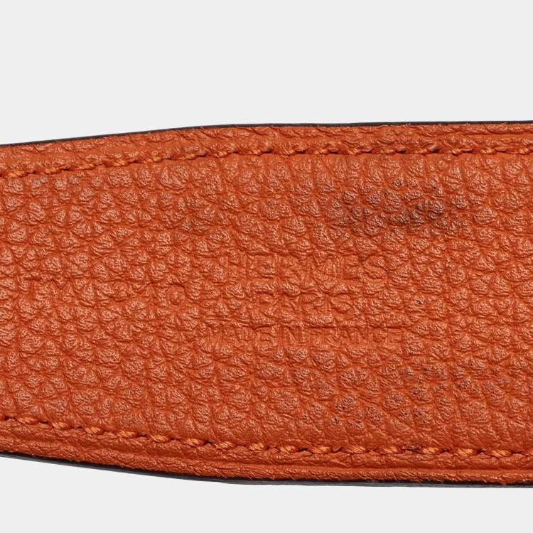Pre Owned Hermes Orange/Black Togo and Chamonix Collier de Chien Belt 95CM