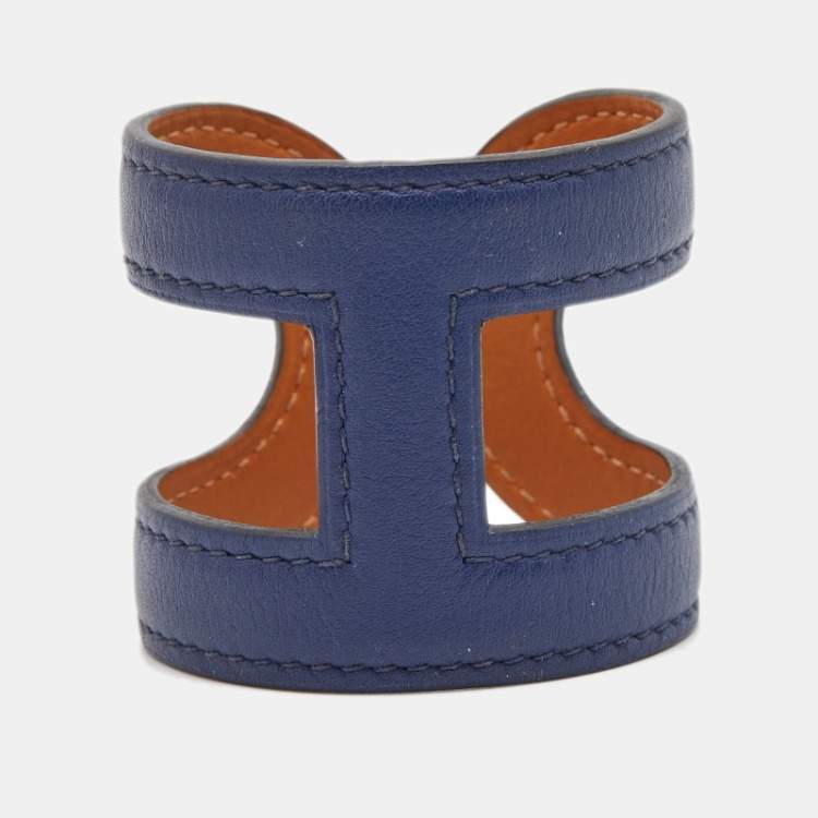 Pre Owned Hermes Ano Leather Cuff Bracelet