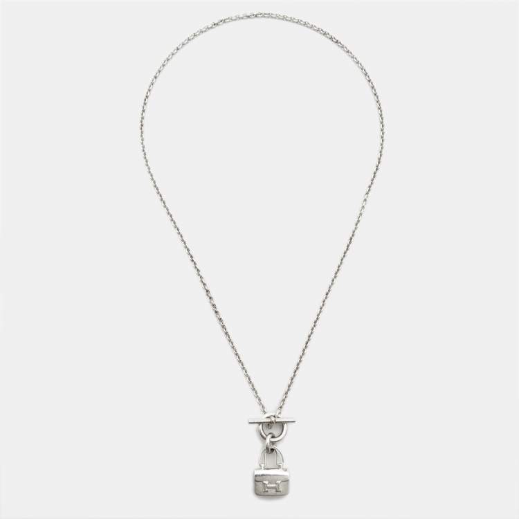 Pre Owned Hermes  Amulettes Constance Sterling Silver Pendant Necklace