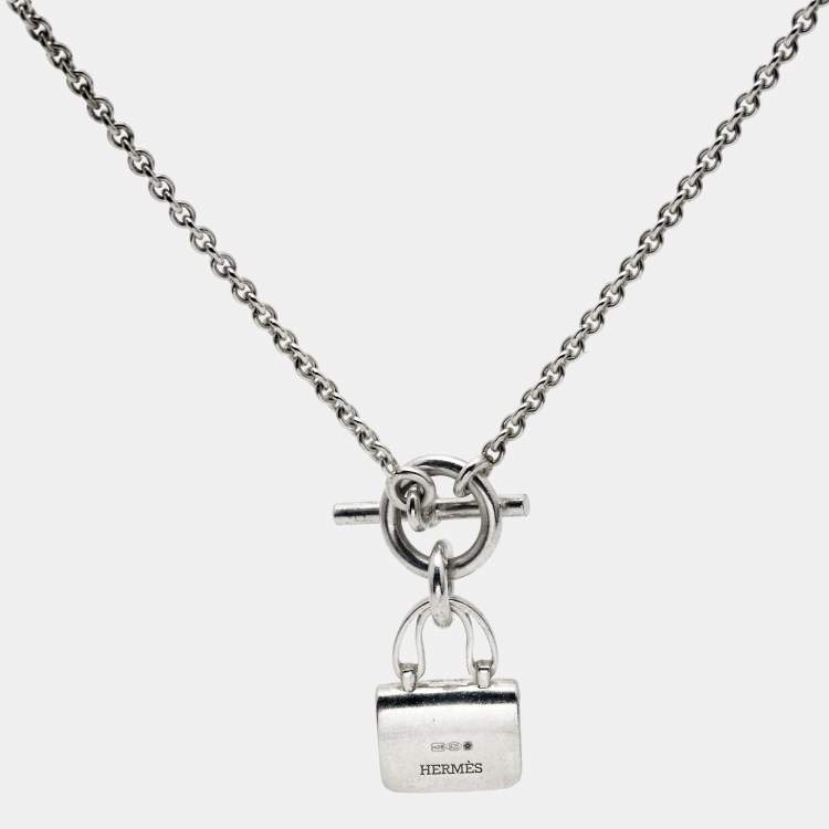 Pre Owned Hermes  Amulettes Constance Sterling Silver Pendant Necklace