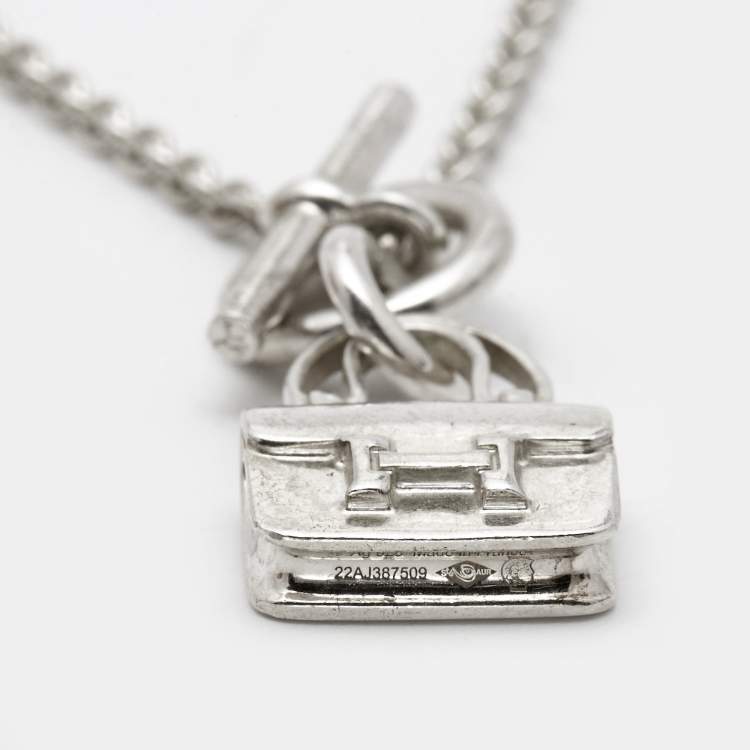 Pre Owned Hermes  Amulettes Constance Sterling Silver Pendant Necklace