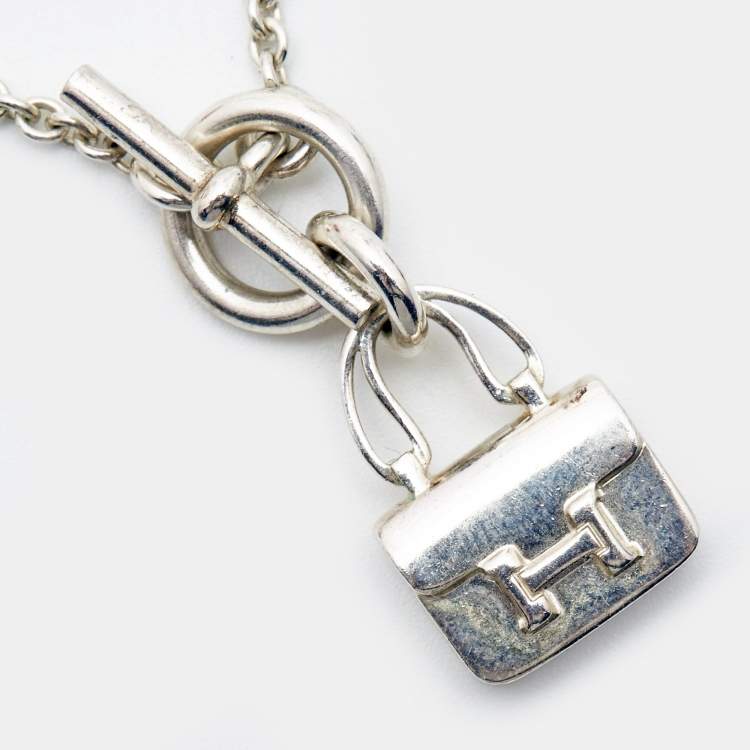 Pre Owned Hermes  Amulettes Constance Sterling Silver Pendant Necklace