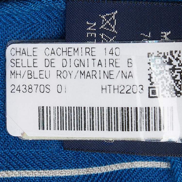 Pre Owned Hermes Bleu Roy Selle De Dignitaire Cashmere & Silk Shawl 