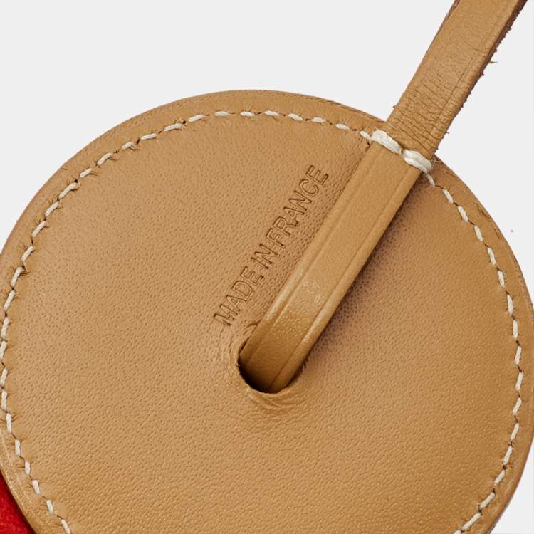 Pre Owned Hermes Naturel/Capucine/Cornaline Vache Hunter Milo Leather Flot Bag Charm