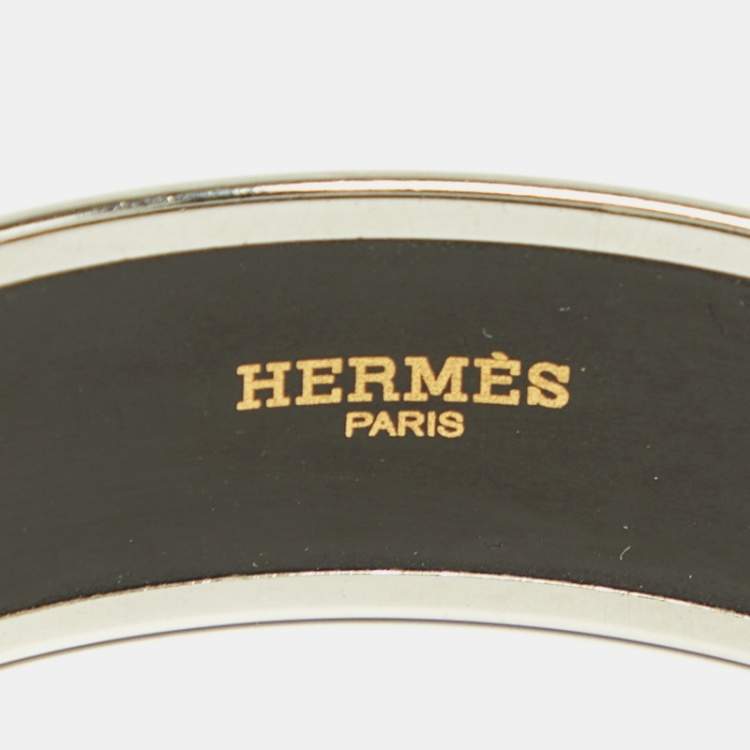 Pre Owned Hermès  Cachemire de Tamara Enamel Palladium Plated Bangle Bracelet