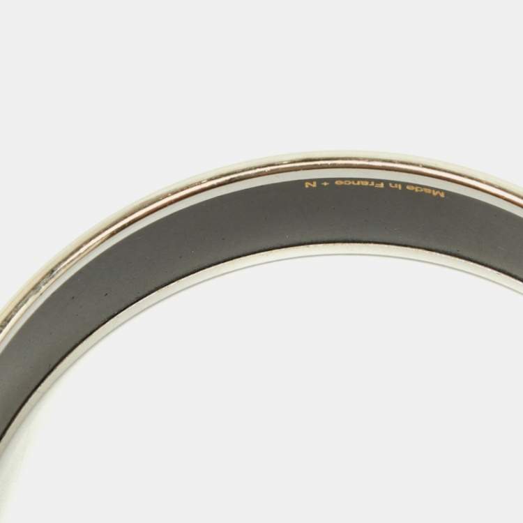 Pre Owned Hermès  Cachemire de Tamara Enamel Palladium Plated Bangle Bracelet