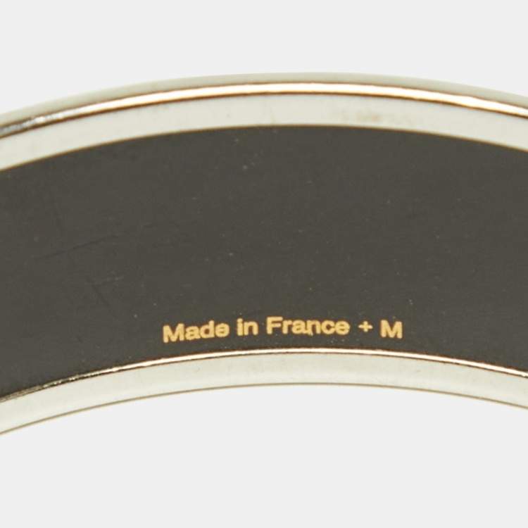 Pre Owned Hermes Black/White Enamel Palladium Plated Bracelet