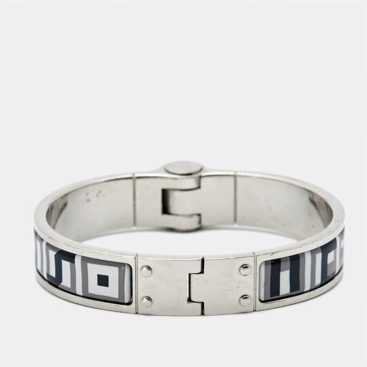Pre Owned Hermes Enamel Palladium Plated Hinge Bracelet