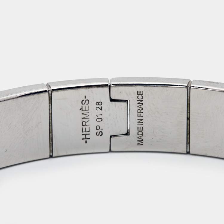 Pre Owned Hermes Enamel Palladium Plated Hinge Bracelet