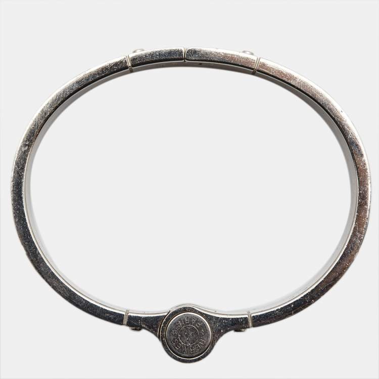 Pre Owned Hermes Enamel Palladium Plated Hinge Bracelet