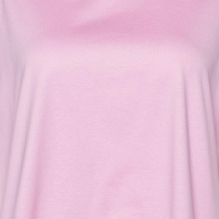 Pre Owned Hermes Pink Printed Cotton Knit High Neck T-Shirt S