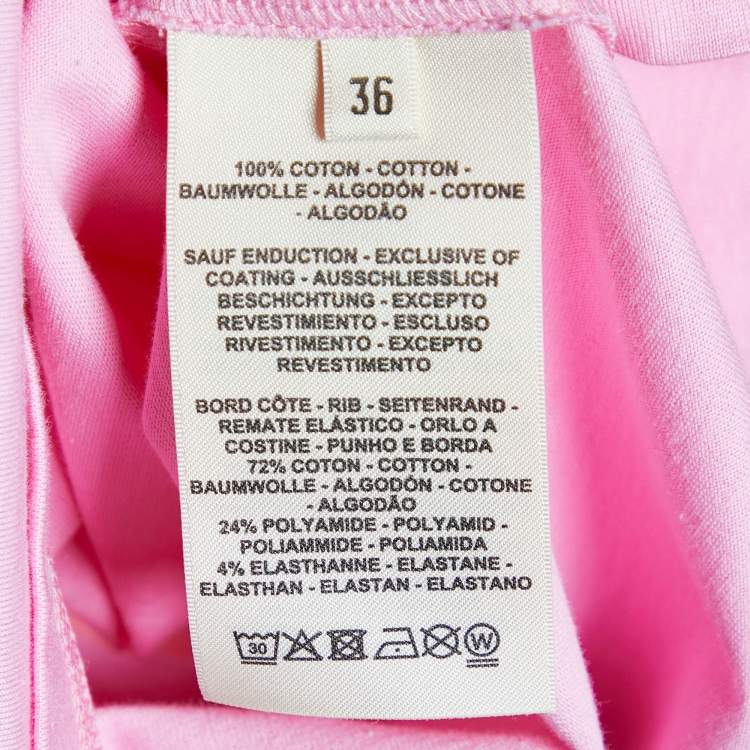 Pre Owned Hermes Pink Printed Cotton Knit High Neck T-Shirt S