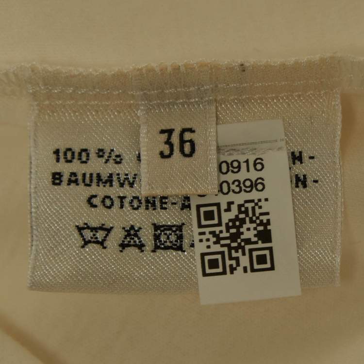 Pre Owned Hermes Off White Embroidered Pocket Jersey T-Shirt S