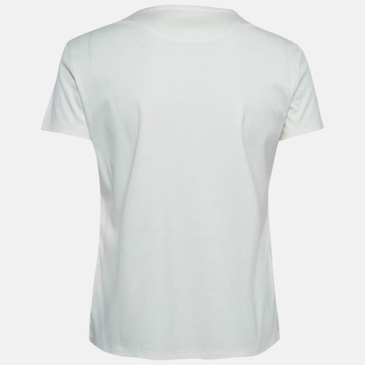 Pre Owned Hermes Off White Embroidered Pocket Jersey T-Shirt S