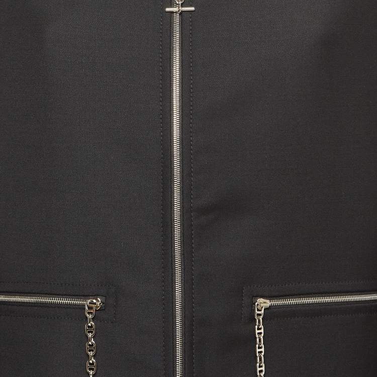 Pre Owned Hermes Black Wool Chaine d'Ancre No-collar Jacket M