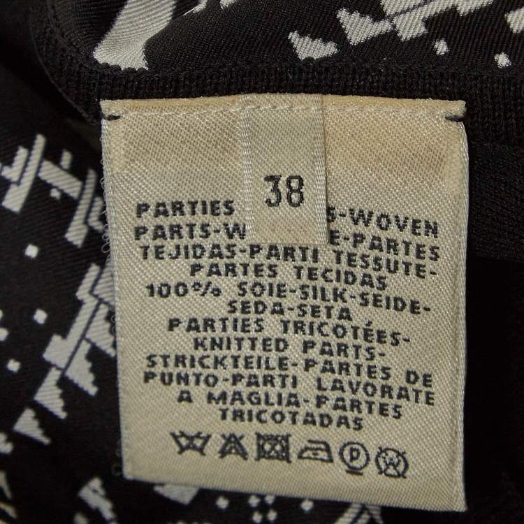 Pre Owned Hermes Black Printed Silk & Jersey Zouaves et Dragons Finesse Short Dress M