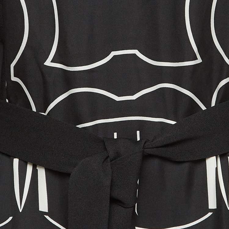 Pre Owned Hermes Black Printed Silk & Jersey Zouaves et Dragons Finesse Short Dress M
