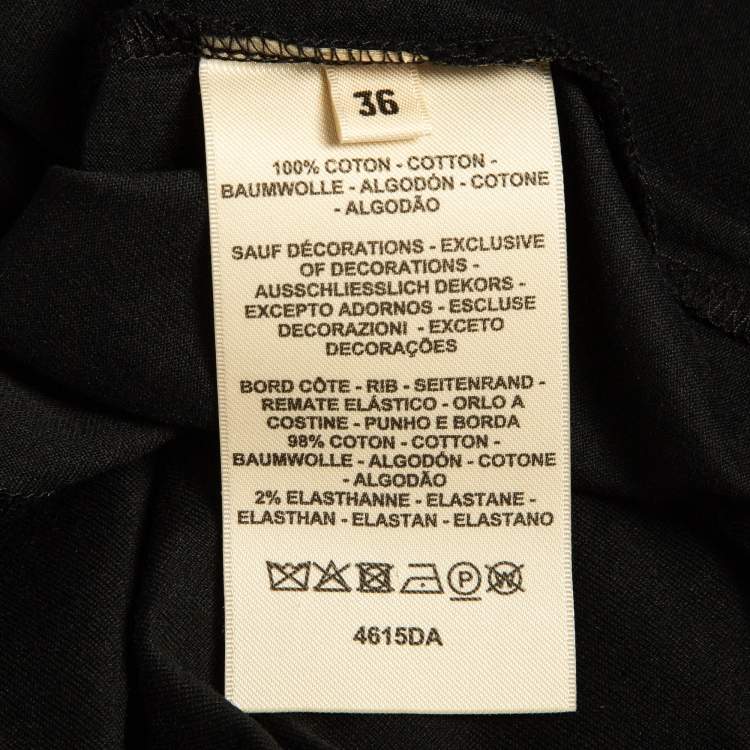 Pre Owned Hermes Black Cotton Embroidered Pocket Detailed T-Shirt S