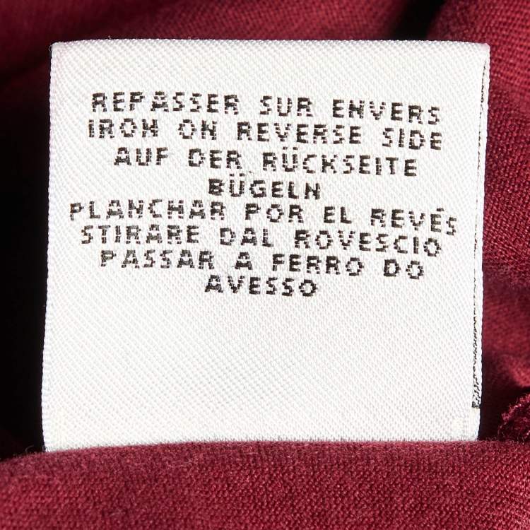 Pre Owned Hermes Maroon Couvertures et Tenues Print Cotton Crew Neck T-Shirt L
