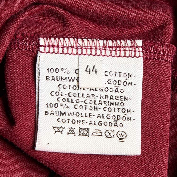 Pre Owned Hermes Maroon Couvertures et Tenues Print Cotton Crew Neck T-Shirt L