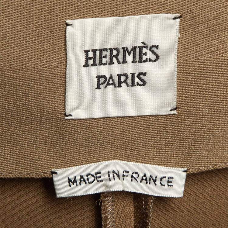 Pre Owned Hermès Brown Silk Blend Wide-Leg Loose Fit Pants S
