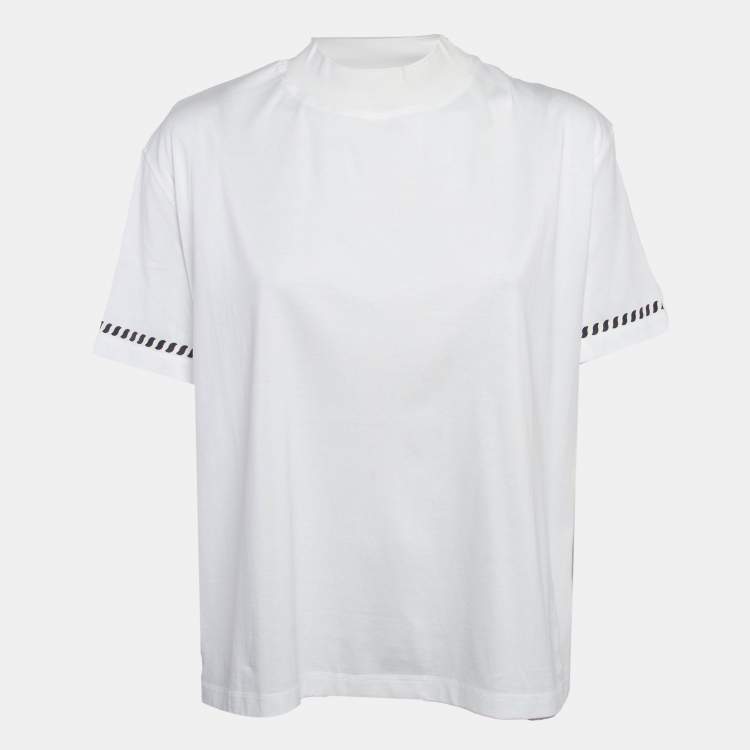 Pre Owned Hermes White Printed Cotton Canoe Chaine Dancre-T-Shirt M