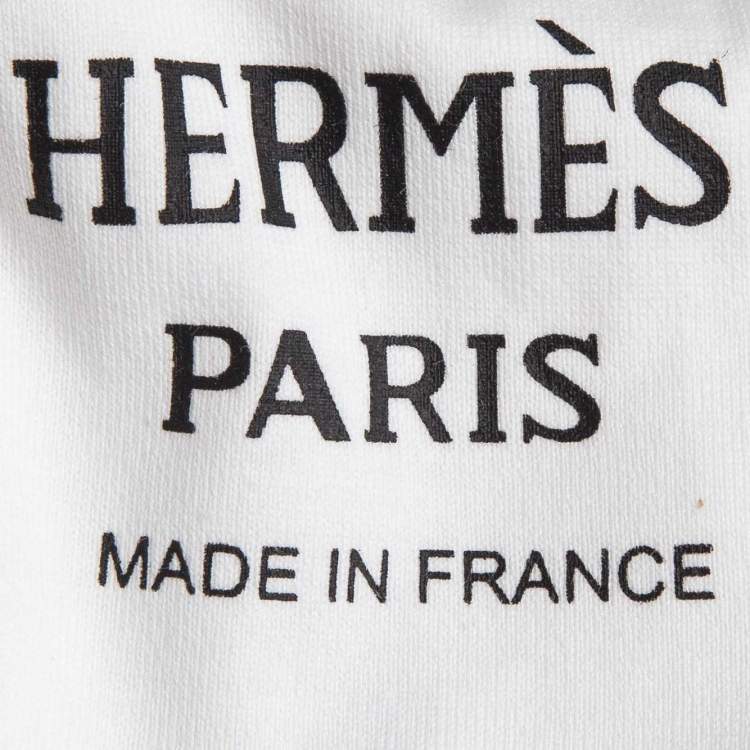 Pre Owned Hermes White Printed Cotton Canoe Chaine Dancre-T-Shirt M