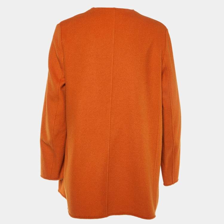 Pre Owned Hermes Orange Cashmere Top & Cardigan Set M