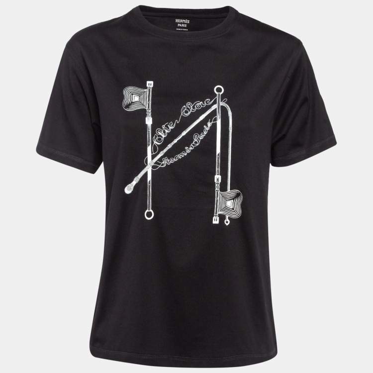 Pre Owned Hermes Black Clic-Clouc Print Cotton Knit T-Shirt S