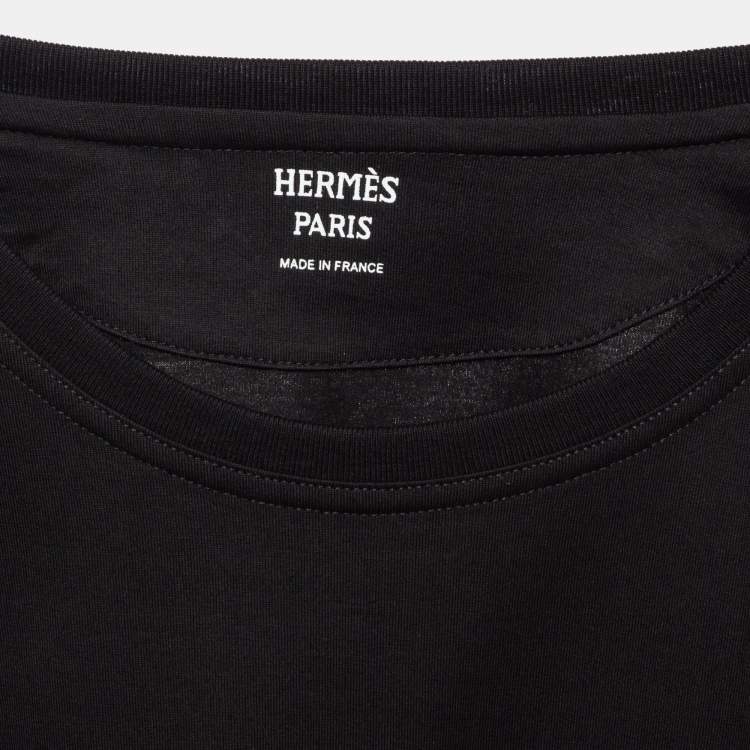 Pre Owned Hermes Black Clic-Clouc Print Cotton Knit T-Shirt S