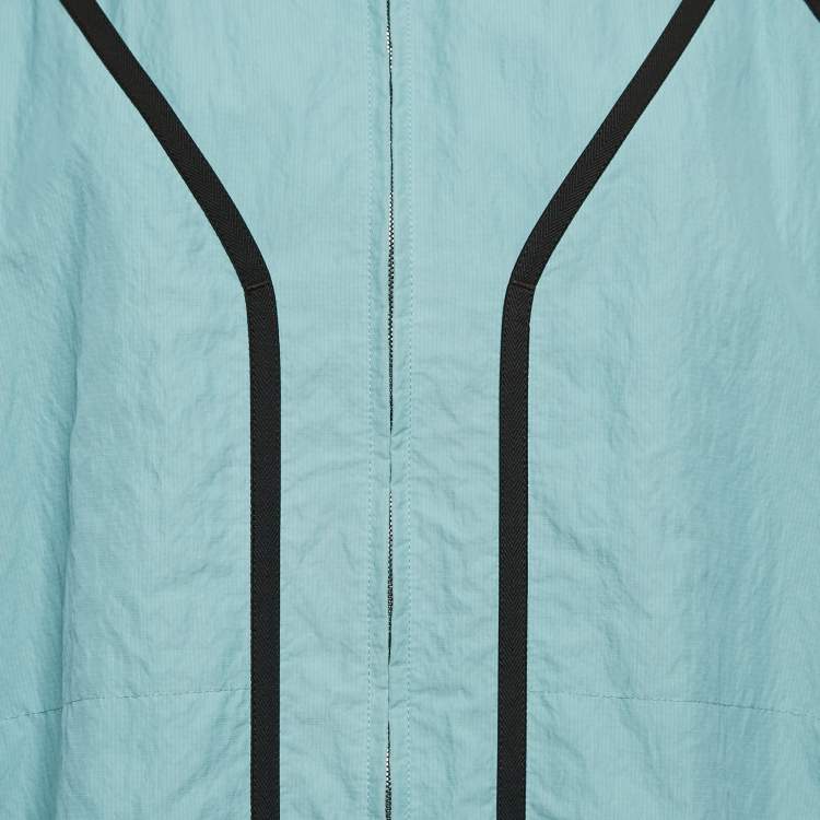 Pre Owned Hermes Blue Synthetic Zip-Up Bomber Jacket XXL