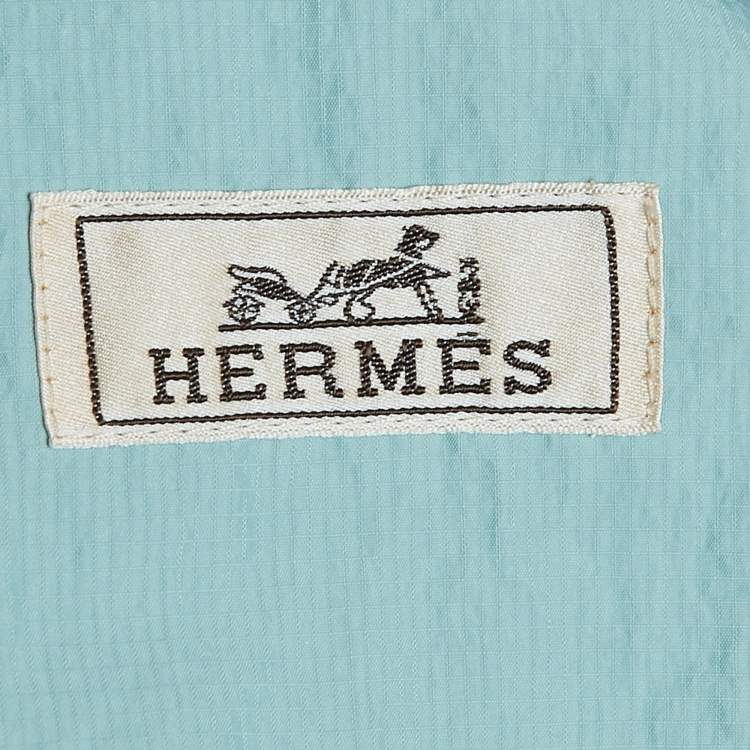 Pre Owned Hermes Blue Synthetic Zip-Up Bomber Jacket XXL