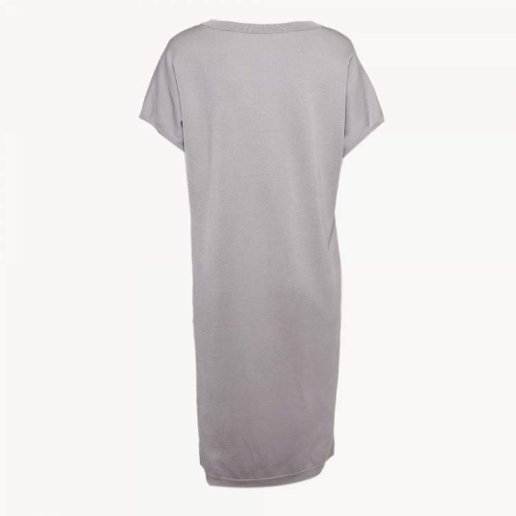 Pre Owned Hermes Purple Robe Print Silk & Knit Shift Dress M