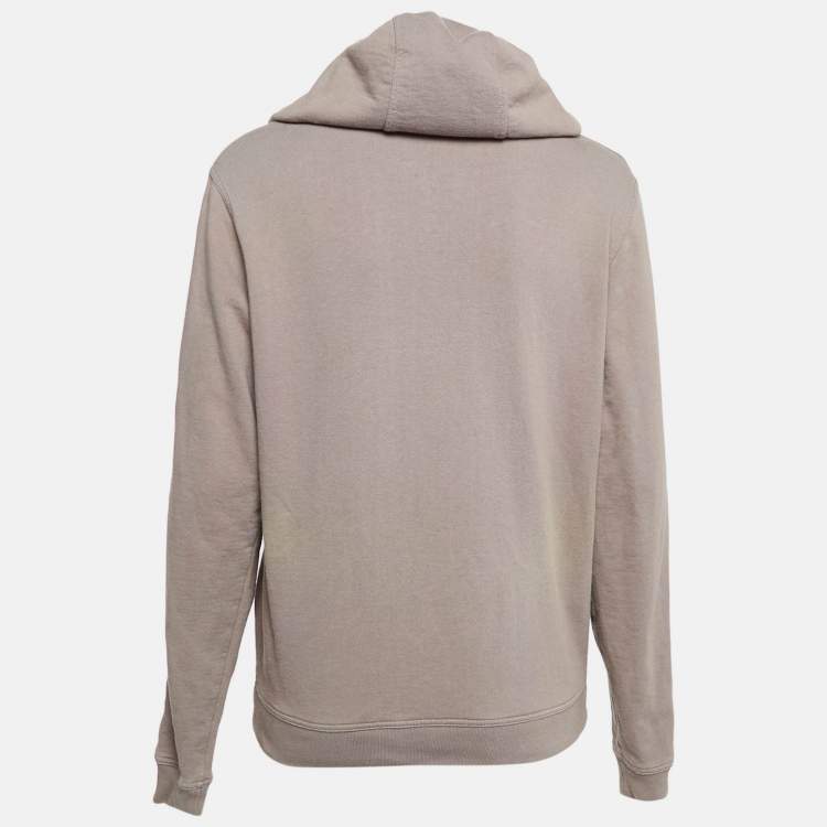 Pre Owned Hermes Brown Cotton Knit Paneled Hoodie Jacket S