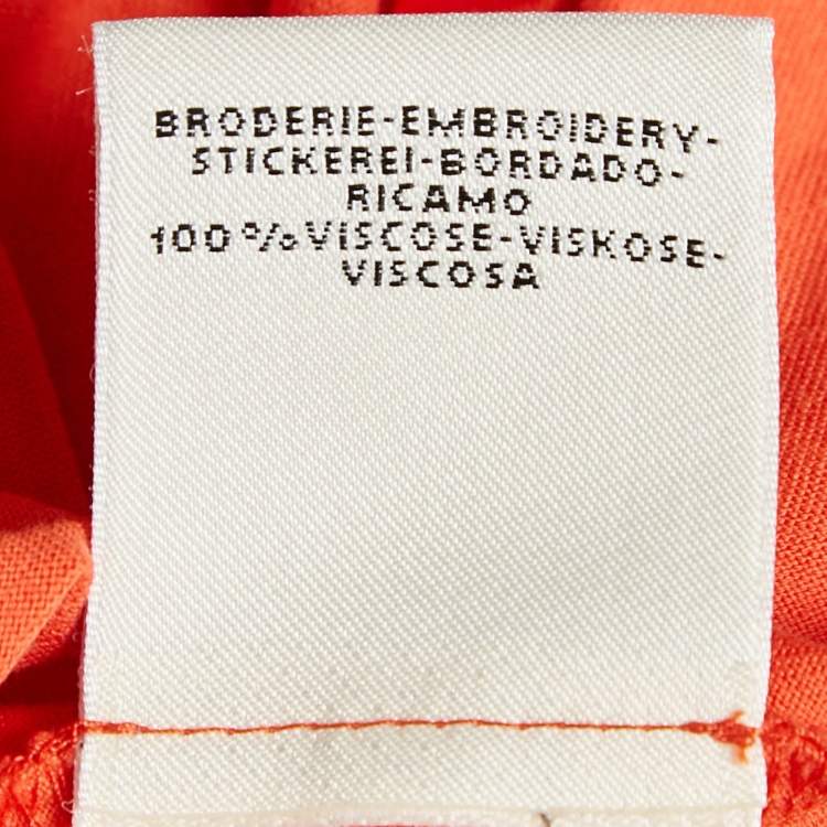 Pre Owned Hermes Orange Jersey Embroidered Pocket Detailed T-Shirt M
