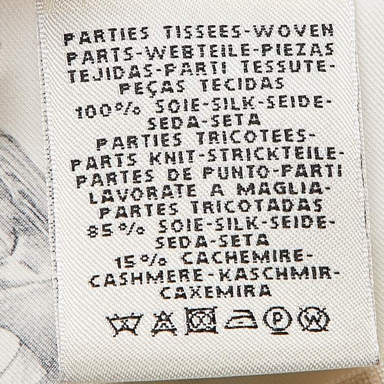 Pre Owned Hermes White Printed Silk and Knit Projets Carre au Crayon Top L