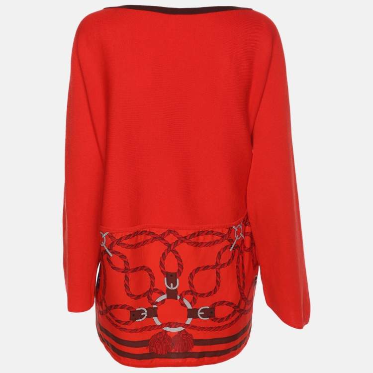 Pre Owned Hermès Bali Rogue Silk Knit Twillaine Ensemble Top M