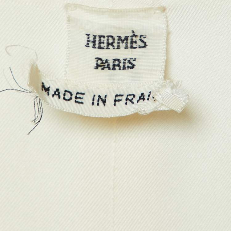 Pre Owned Hermes Cream Printed Silk Kimono Maxi Dress M