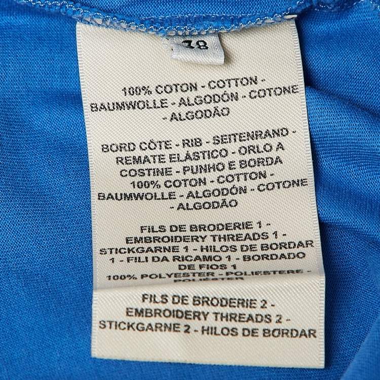 Pre Owned Hermes Blue Cotton Knit Embroidered Pocket Tunic M