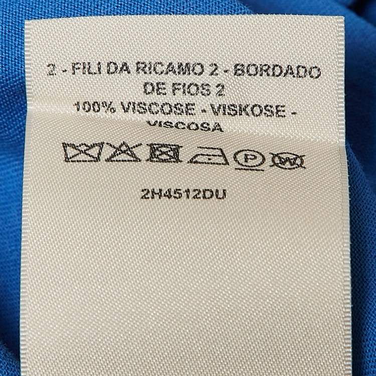 Pre Owned Hermes Blue Cotton Knit Embroidered Pocket Tunic M