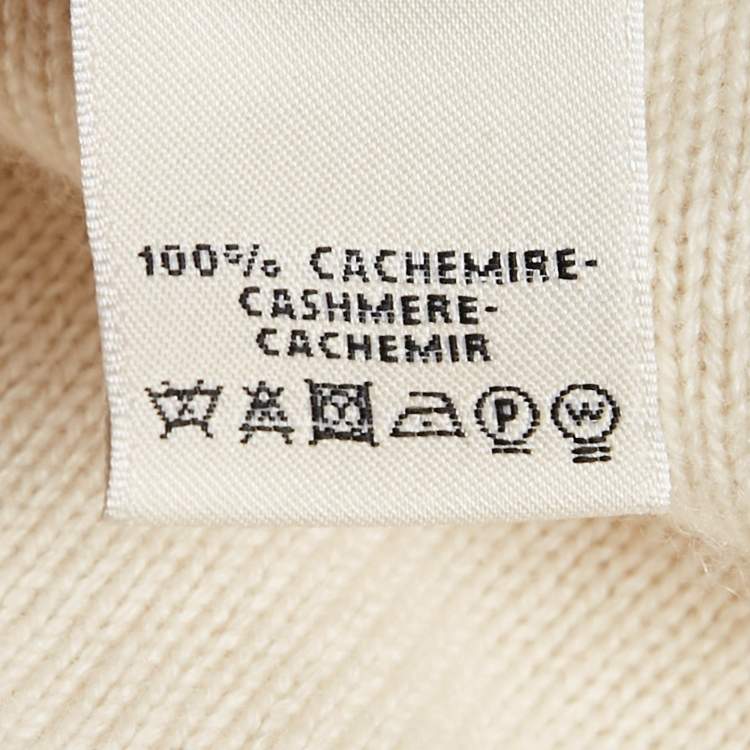 Pre Owned Hermes Cream Cashmere Button Front Long Cardigan M