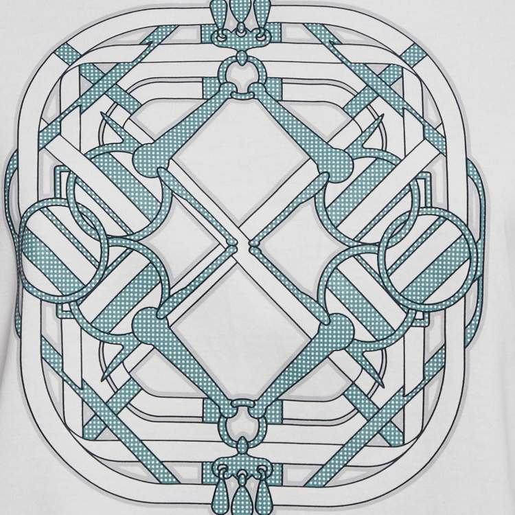 Pre Owned Hermes White Printed Cotton Jersey Mors a Jouets T-Shirt L