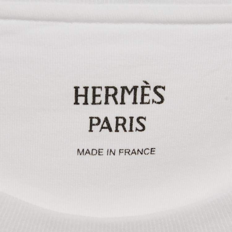 Pre Owned Hermes White Printed Cotton Jersey Mors a Jouets T-Shirt L
