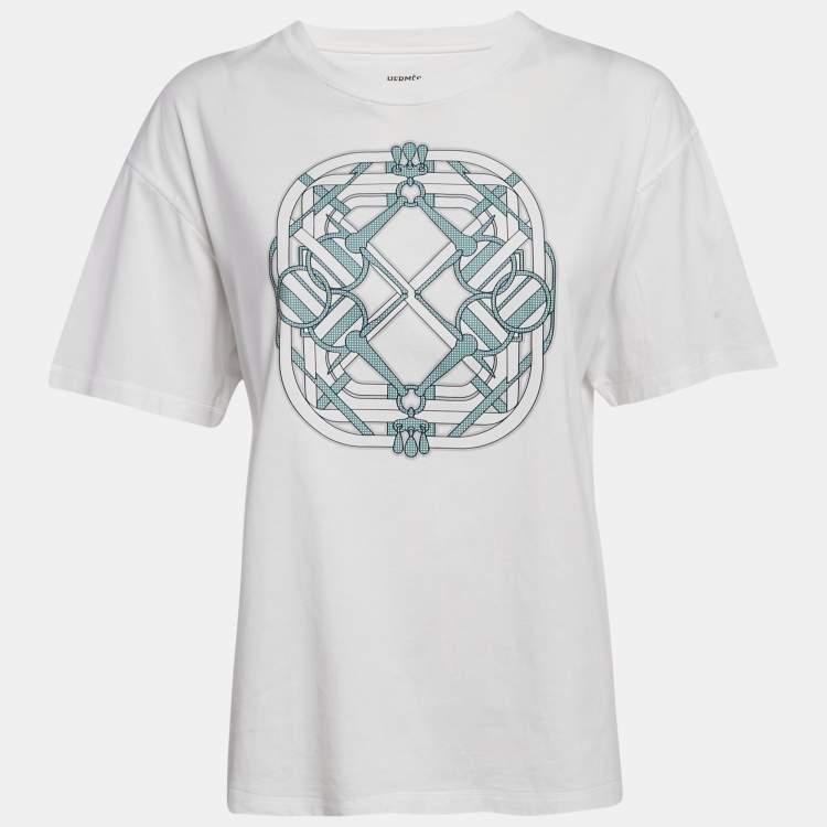 Pre Owned Hermes White Printed Cotton Jersey Mors a Jouets T-Shirt L