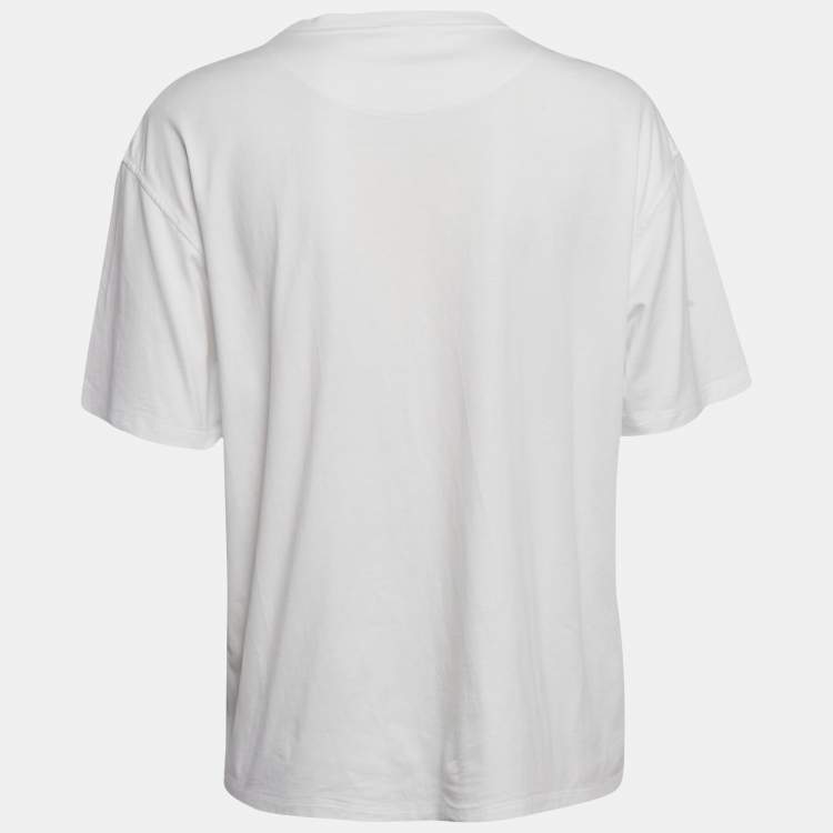 Pre Owned Hermes White Printed Cotton Jersey Mors a Jouets T-Shirt L