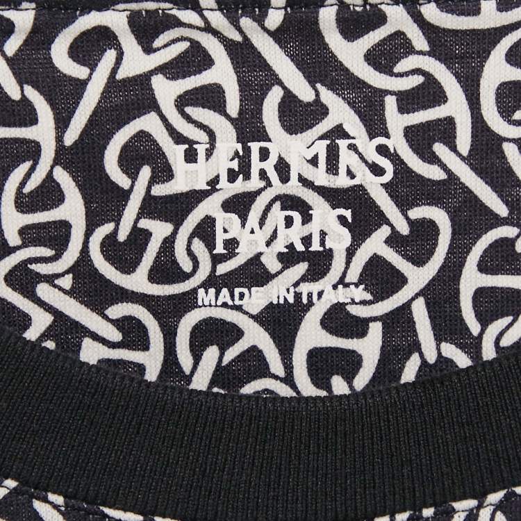 Pre Owned Hermes Black Printed Cotton Naoussa Chaine Micro T-Shirt M