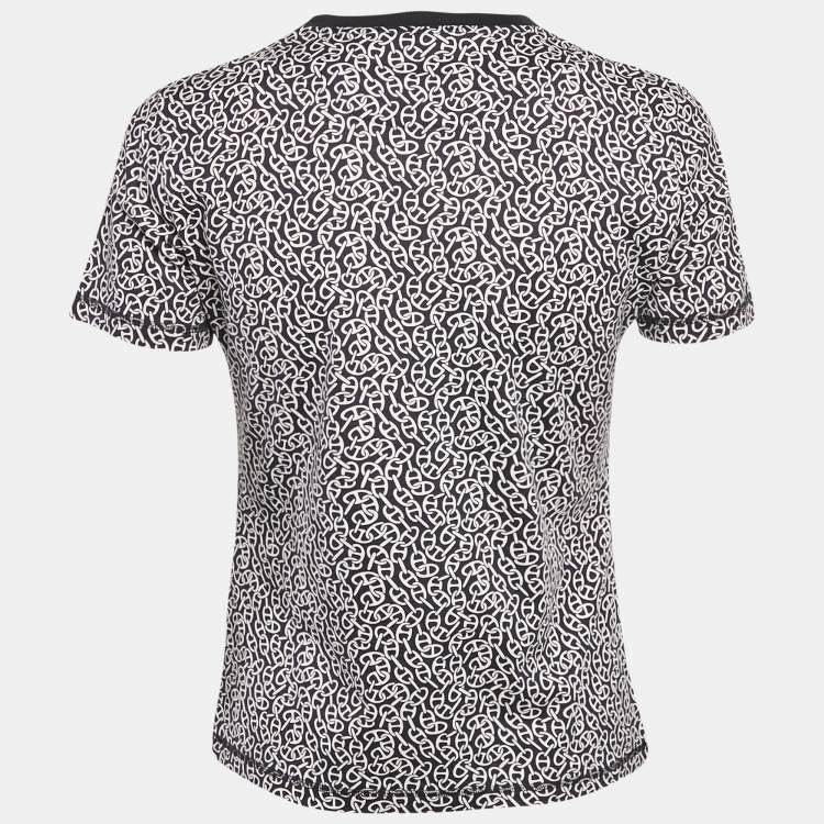 Pre Owned Hermes Black Printed Cotton Naoussa Chaine Micro T-Shirt M